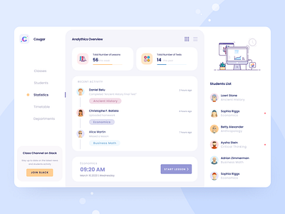 Online education platform clean colors dashboad e learning education students teacher uidesign ux