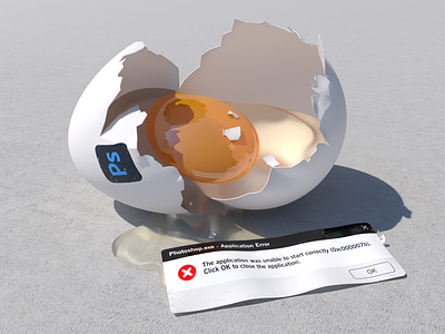 Cracked version 3d branding c4d cgi cracked design egg egg shell egg yolk illustration photoshop realistic render