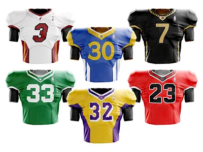 NBA/NFL Crossover basketball boston bulls celtics chicago football golden state heat jersey kit lakers los angeles mashup miami nba nfl raptors redesign toronto warriors