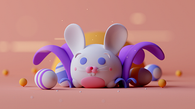 Happy Easter 3d bunny c4d cartoon cinema 4d easter fantasy game happy easter illustration octane