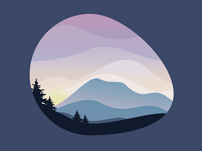 Sunrise gradient illustraion illustrator landscape sunrise