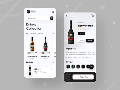 Drinks App Exploration app app design best design best designer best shot creative design design dribbble best shot ios android interface minimal clean new trend mobile ui modern design popular design popular trending graphics top trending ui ui uxdesign web app typography webdesign