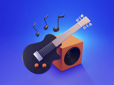 Guitar Tutorial 3d 3d icon blender guitar guitar icon icon illustration music render