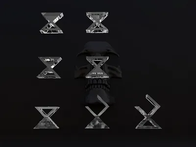 Hourglass Symbols 3d 3d art icon iconography identity personal branding skull skull and crossbones skull art skulls symbol symbols