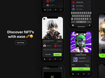 Discover NFT's 🚀🤑 with Ease - Case Study app crypto graphic design mockup nft product design ui ux wallet web 3