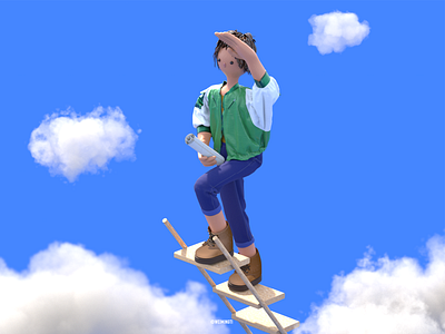 cloud boy 3d app c4d cloud education sky