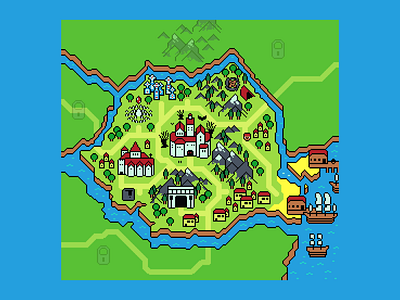 Map of Romania (RPG) 8bit country green illustration illustration design map nintendo pixelart romania rpg sea