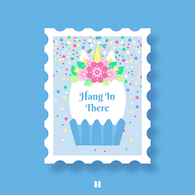 Hang In There Easter Egg 2020 baby blue color confetti delightful easter easter egg hang in there happy illustration illustrator multicolor pastel pastel colors stamp unicorn unicorn egg
