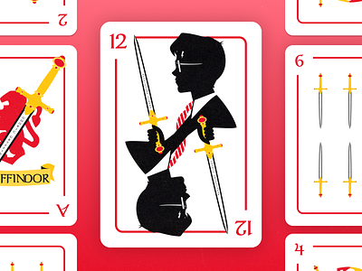 Harry Potter art artwork cards deck deck of cards espadas gryffindor harry potter hermione hermione granger hogwarts illustration mockup playing cards ron ron weasley spades spanish cards swords vector art