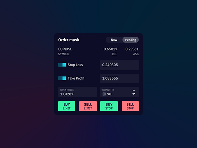 Tralent • Order mask atomic button buy dark design form input limit order sell stop tab toggle trading ui usability ux