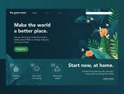 003 - Landing Page 100daychallenge 100daysofui 3 adobe illustrator dailyui design landingpage nature ui ux web