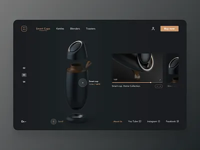 Product page dark mode dark ui homepage homescreen interface minimal navigation product product design smart smarthome video player web web design webdesign website website design