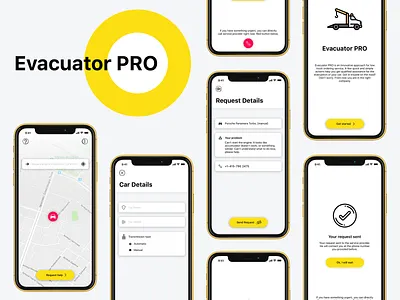 Evacuator PRO - mobile application for tow truck services app car cars app design evacuator ios app ios app design mobile app service app service design service page tow truck ui ux design