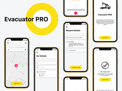 Evacuator PRO - mobile application for tow truck services app car cars app design evacuator ios app ios app design mobile app service app service design service page tow truck ui ux design