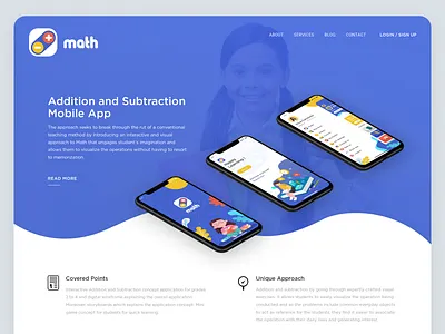 Math Landing Page clean ui creative homepage landing page math mathematics minimal minimalist mobile mobile application mobile landing page modern design motion design product design typogaphy ui ux visual design web application design web design