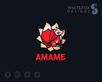 Amame Logo asian branding fantasy fox kitsune logo sun vector