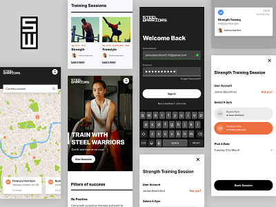 Steel Warriors - Mobile Collage appdesign gym gym app laydown london mobile design ui design ux design web design