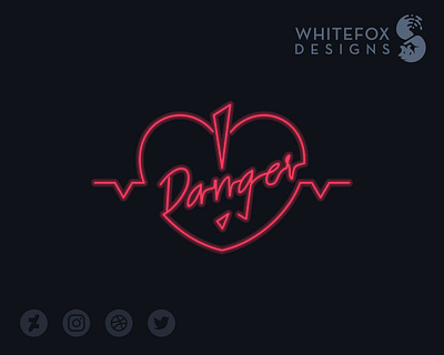 Danger Logo branding danger heart heartbeat logo neon neon light vector