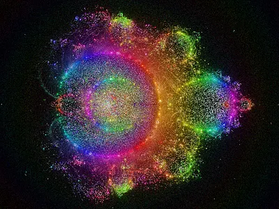 Anti-Buddhabrot Rainbow 🌈 fractal javascript tinycode