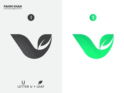 Leaf + letter u - icon Nature Logo Design identity abcdefghij branding creative design eco gradient green icon identity klmnopqrstuvwxyz leaf letter lettering logo logo design modern logo natural organic tree u