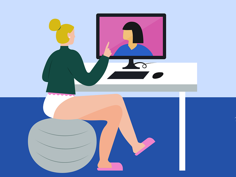 No Pants No Problem at desk facetime nopants quarantine sitting at desk social distancing stay home stayhome video call video chat wfh work form home work remotely working yoga ball zoom