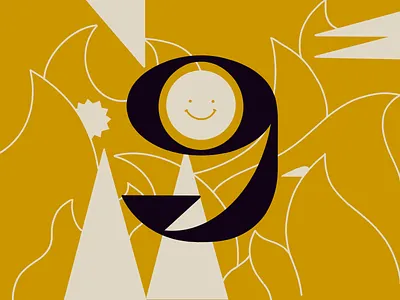 9 - 36daysoftype 36daysoftype abstract fire illustration letter lettering line minimalism nine procreate smile typography