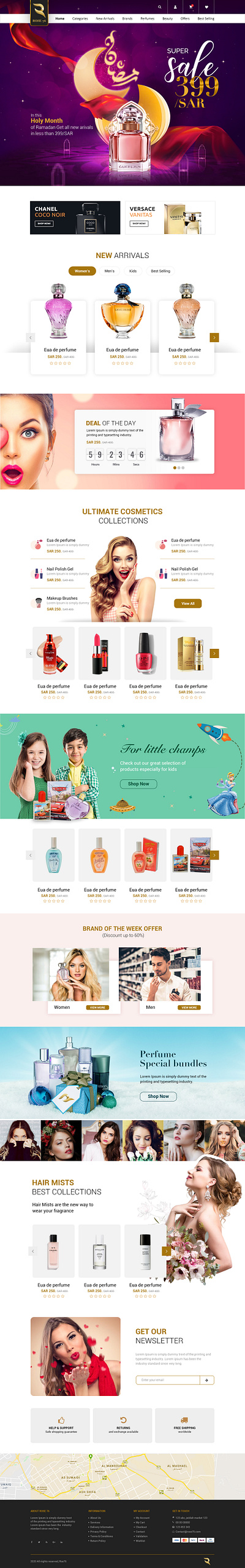 Perfume shop web design ecommerce design landing page design online shopping perfumes website design