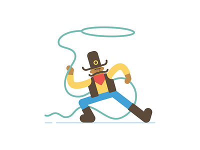 Cowboy basic shapes cartoon character flat illustration simple