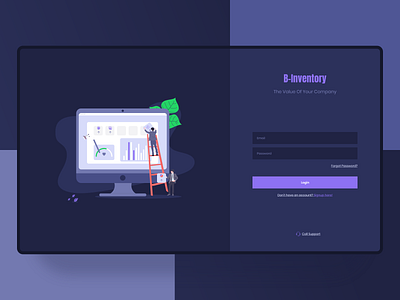 B-Inventory - Login adobe xd dark dark ui dashboard design inventory login login design ui uiux ux web design website