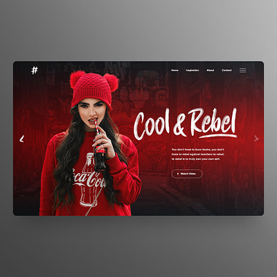 Cool & Rebel concept UI design banner concept fashioin hero image homepage landingpage red and black slider streetwear ui uidesign urban design ux webdesign website design