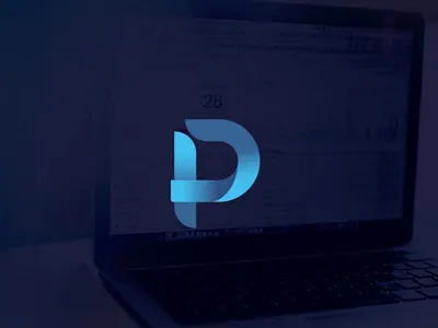 Monogram logo blue digital gradient letter logo monogram overlapping p