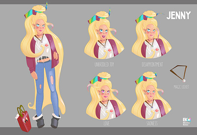 Project "Jenny", character design. animation design art character design concept art design digital illustration digital2d digitalart emotions illustration illustrator photoshop procreate storytelling