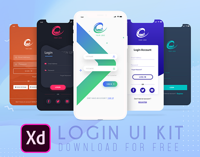 Daily UI Challenge 030/100 - Login UI kit 100uichallenge adobe xd ankur tripathi daily 100 challenge dailychallenge dailyui dailyuichallenge login screen logn design register sign in sign up