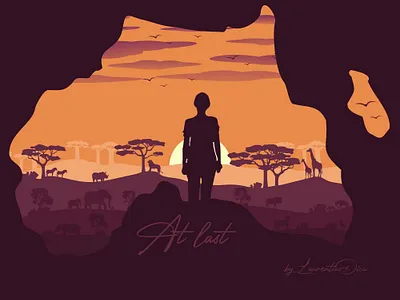 At Last: Africa -- Wanderlust africa drawing flat design flat illustration flatdesign illustration illustrations illustrator