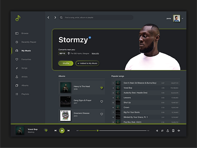 DailyUI 009 - Music Player app app design dailyui dailyui 009 dailyui009 dailyuichallenge design media music player musicplayer screens sketch spotify stormzy streaming ui uiux ux