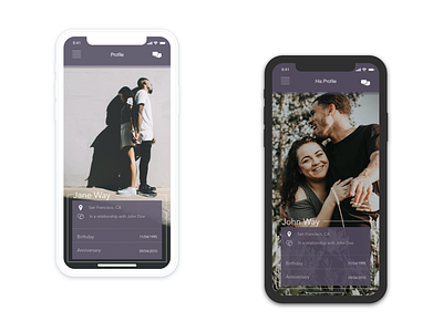 Daily UI #001: Star-Crossed Profile app couple app dailuui mobile app design mobile ui profile page ui