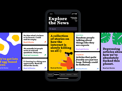 News Channel Pt.3 app collections explore illustration interface layout navigation news ui