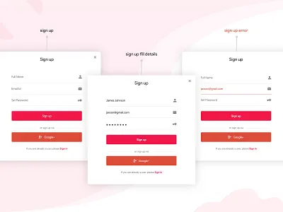 Sign up, Sign up error design mobile app mockup sign in sign up error sign up form ui ux visual design web web sign up