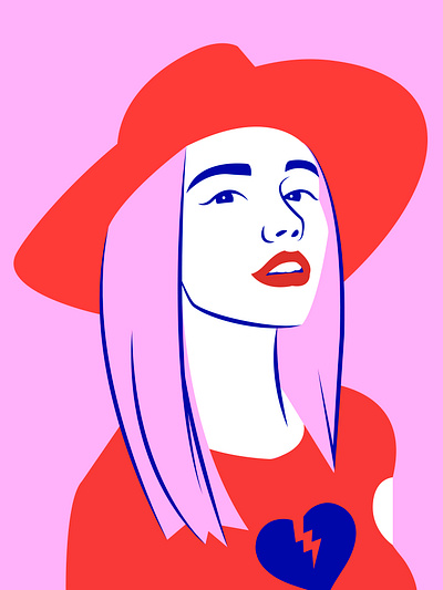 Rose art artwork character digital art digital painting girls hat illustration pink pop pop art popart portrait red the weeknd vector illustration