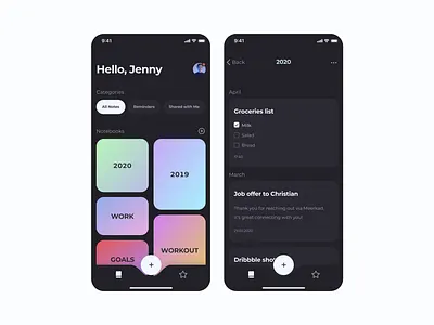Todo app app calendar card dark dark ui gradient inteface ios mobile notes notes app productive productivity app reminder reminder app todo todo app todoist ui ux