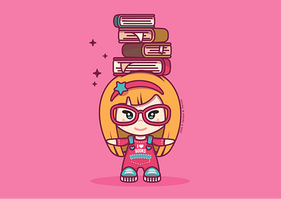 I love books books character children cute design girl illustration vector