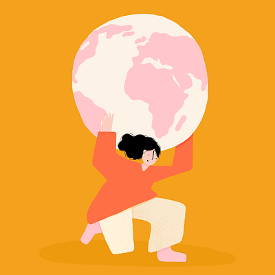 Illustration girl with earth art artwork design digital flat illustration art vector