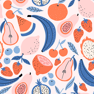 Fruit pattern art artwork design digital food illustration food pattern fruit fruit illustration fruit pattern fruity illustration pattern art pattern design patterns