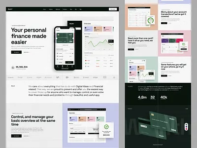 Wealth™ - Finance Website Landing Page 💳 app bank clean credit card dashboard design finance fintech illustration interaction landing page motion graphics saas ui uidesign uiux uxdesign web web app website