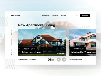 Real Estate Exploration app designer design flat header landing design landingpage minimalist real estate sketch app ui web web design website