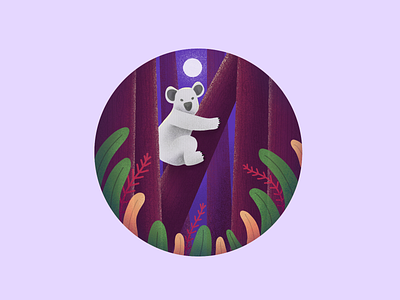 Forest Series 3 blue brown color concept dribbbleshot flat illustration forest forest animals illustration ipad koala procreate purple textured illustration trees