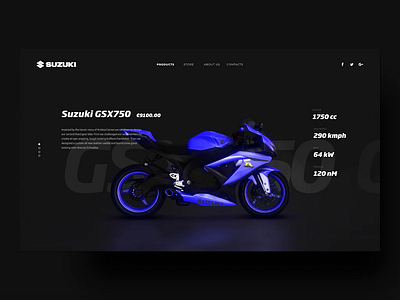 Suzuki Motorbike Landing Page 3d animation dark design interaction landing page motion motorbike motorcycle motorsport product detail suzuki ui ux vietnam