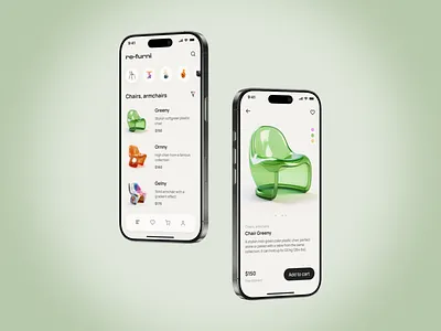 Refurni | Online store brand categories figma furniture mobile app shopping store ui