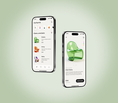 Refurni | Online store brand categories figma furniture mobile app shopping store ui