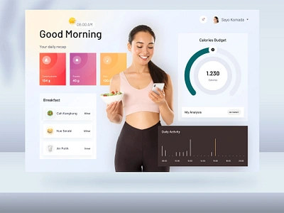 Calories Counter Web calories clean counter design diet elegant figma food health life lifetyle mirror modern ui uidesign uiux wall web app